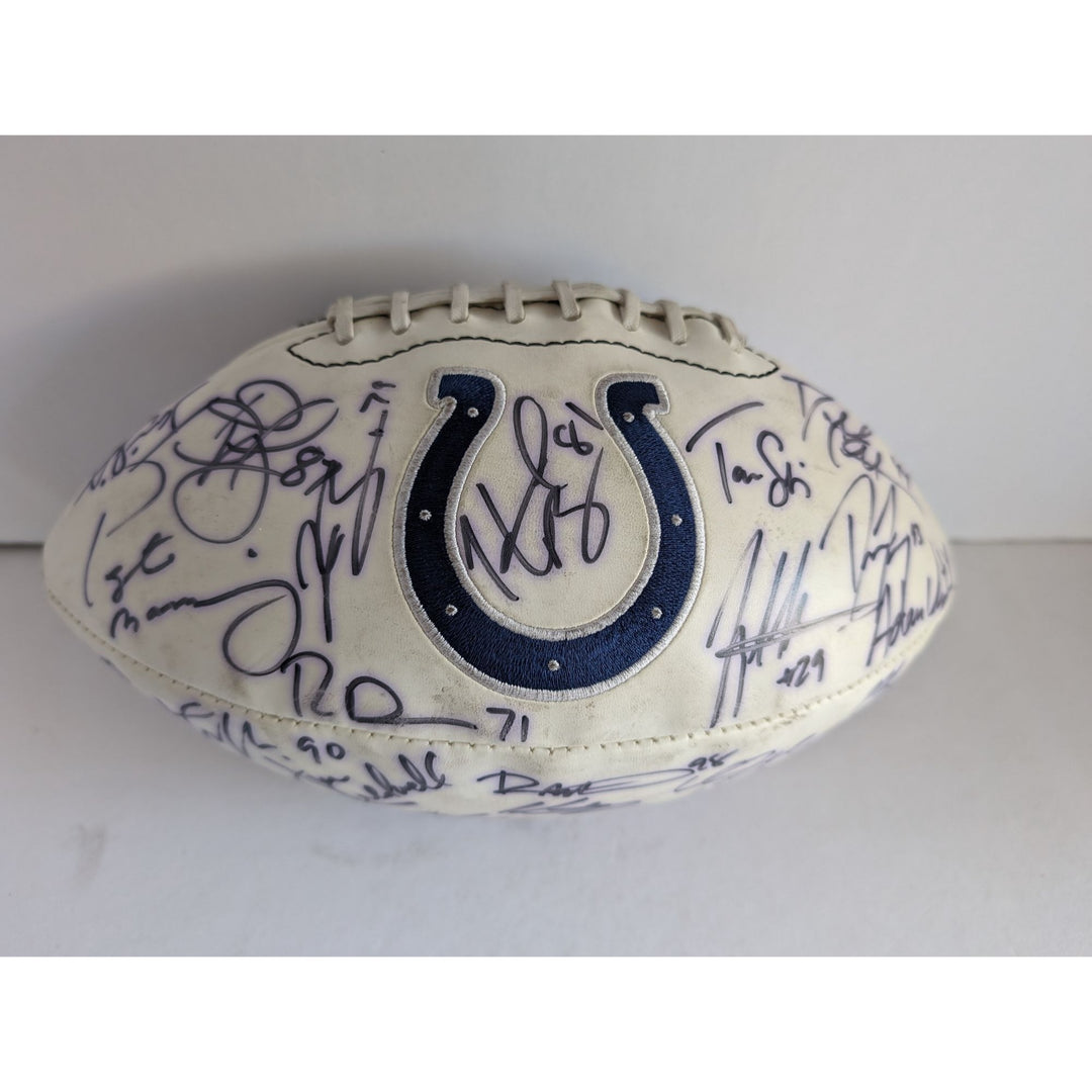 Indianapolis Colts Peyton Manning Jim Caldwell Dallas Clark Reggie Wayne team signed football