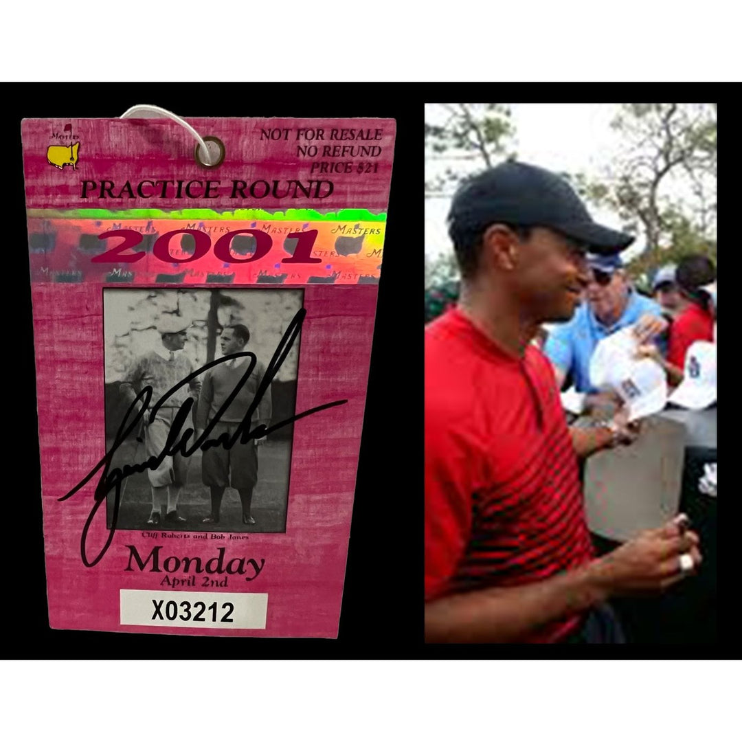 Tiger Woods 2001 Masters ticket signed with proof