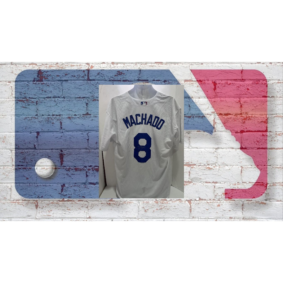 Manny Machado Los Angeles Dodgers Size 52 game model embroidered jersey signed with proof