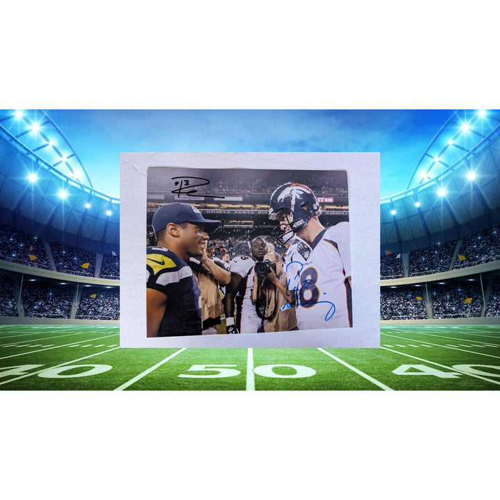 Peyton Manning and Russell Wilson 8x10 photo signed with proof