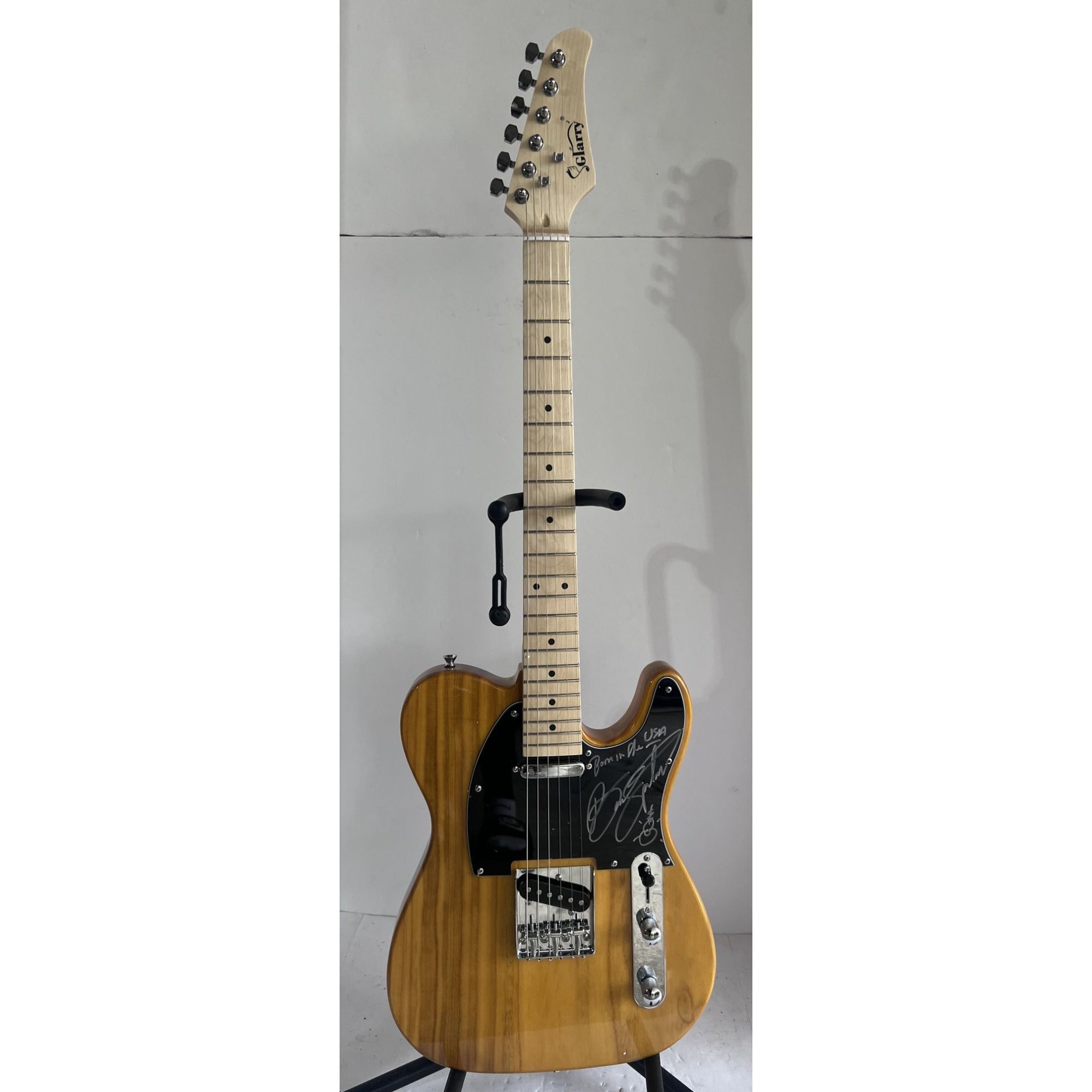 Bruce Springsteen "The Boss" signed and inscribed "Born in the USA" with Sketch butterscotch Telecaster electric guitar signed with proof