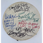 Load image into Gallery viewer, Van Halen signed and and inscribed Eddie Van Halen David Lee Roth Sammy Hagar Michael Anthony Alex Van Halen 10 inch tambourine signed
