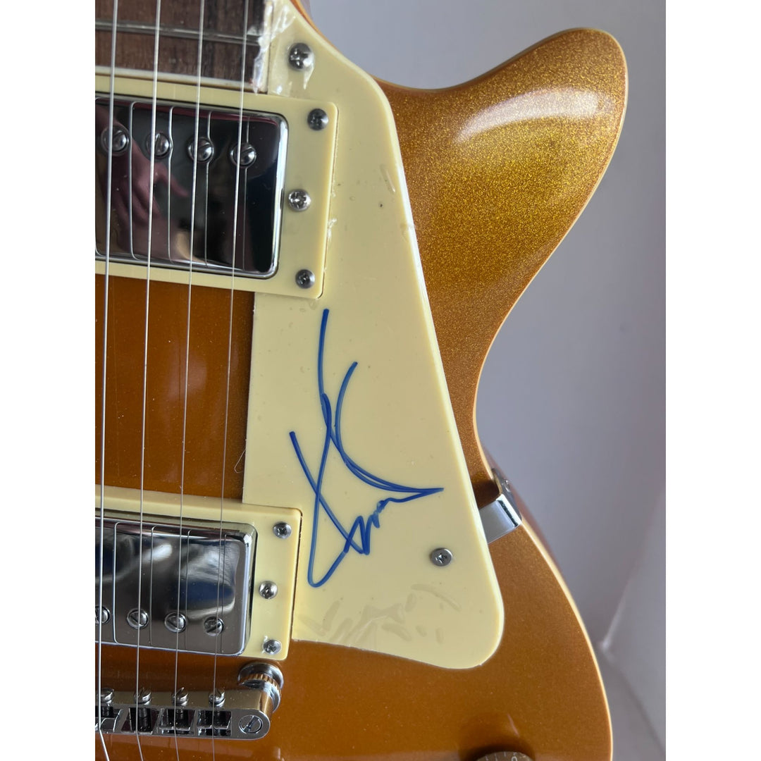 Chris Cornell Soundgarden band gold Les Paul electric guitar signed with proof