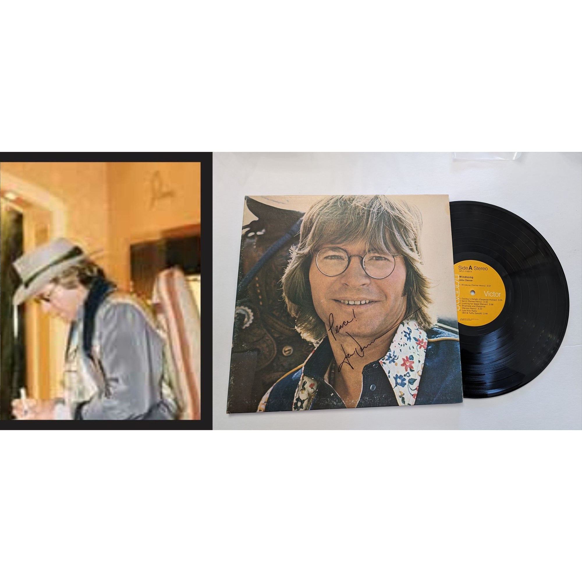 John Denver Windsong 1975 original LP signed with proof