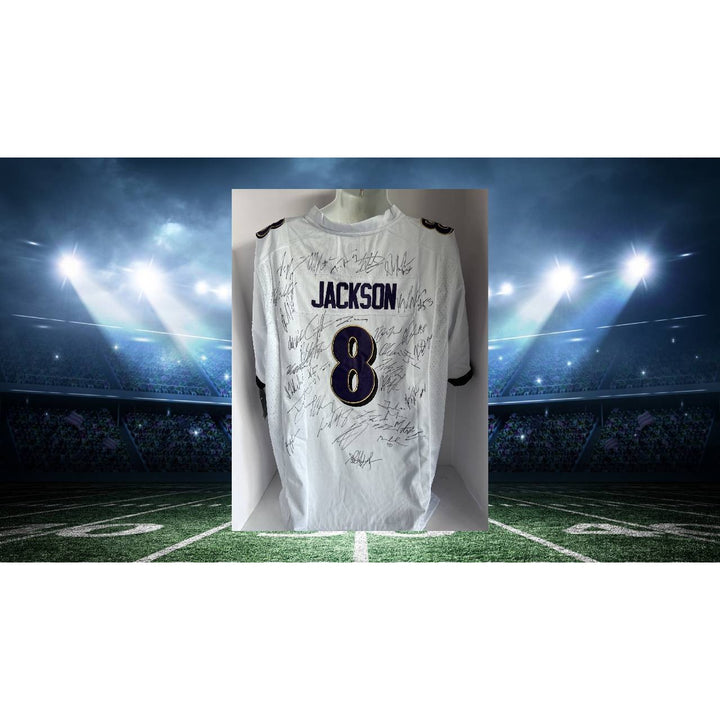 Lamar Jackson Baltimore Ravens 2023-24 team signed Nike mens size L game model jersey signed with proof