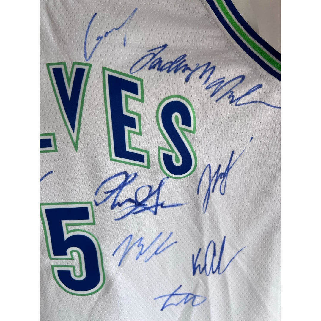 Minnesota Timberwolves 2023-24 Rudy Gobert, Mike Conley , Jaylen Clark, Anthony Edwards, 2xl size jersey signed by complete team with proof