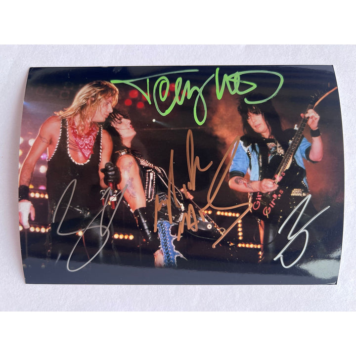 Motley crue Tommy Lee MIck Mars Nikki Sixx Vince Neil 5x7 photograph signed with proof