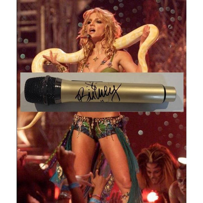 Britney Spears gold microphone signed with proof