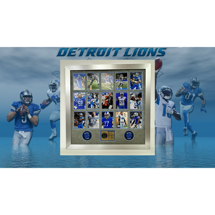 Detroit Lions Dan Campbell, Jared Goff, Aidan Hutchinson, Frank Ragnow, Penei Sewell, Amon-Ra St. Brown 15 5X7 photos signed and framed 28x2