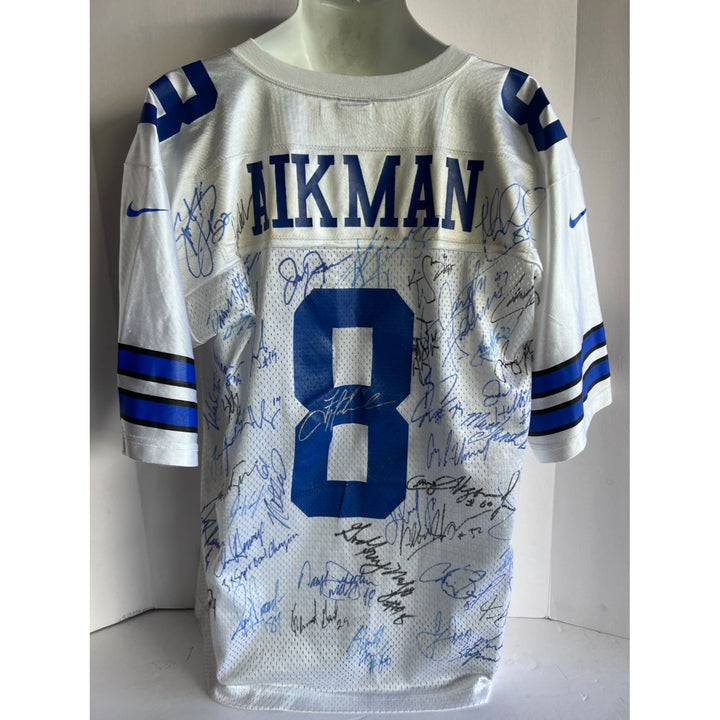 Dallas Cowboys Emmitt Smith Troy Aikman Michael Irvin Jerry Jones Barry Switzer Super Bowl championship team signed jersey signed with proof