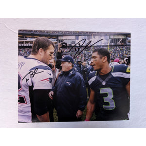 Russell Wilson Seattle Seahawks Tom Brady New England Patriot 8x10 photo signed with proof