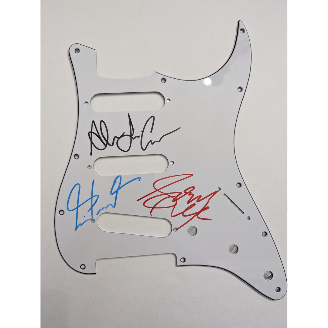 Neil Peart Alex Lifeson Geddy Lee Rush Fender Stratocaster electric guitar pickguard signed with proof