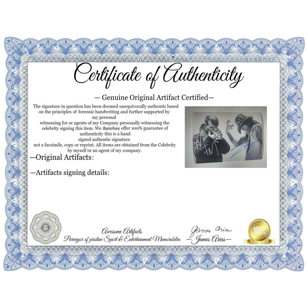 Marilyn Manson and Rob Zombie 5x7 photo signed with proof Awesome Artifacts