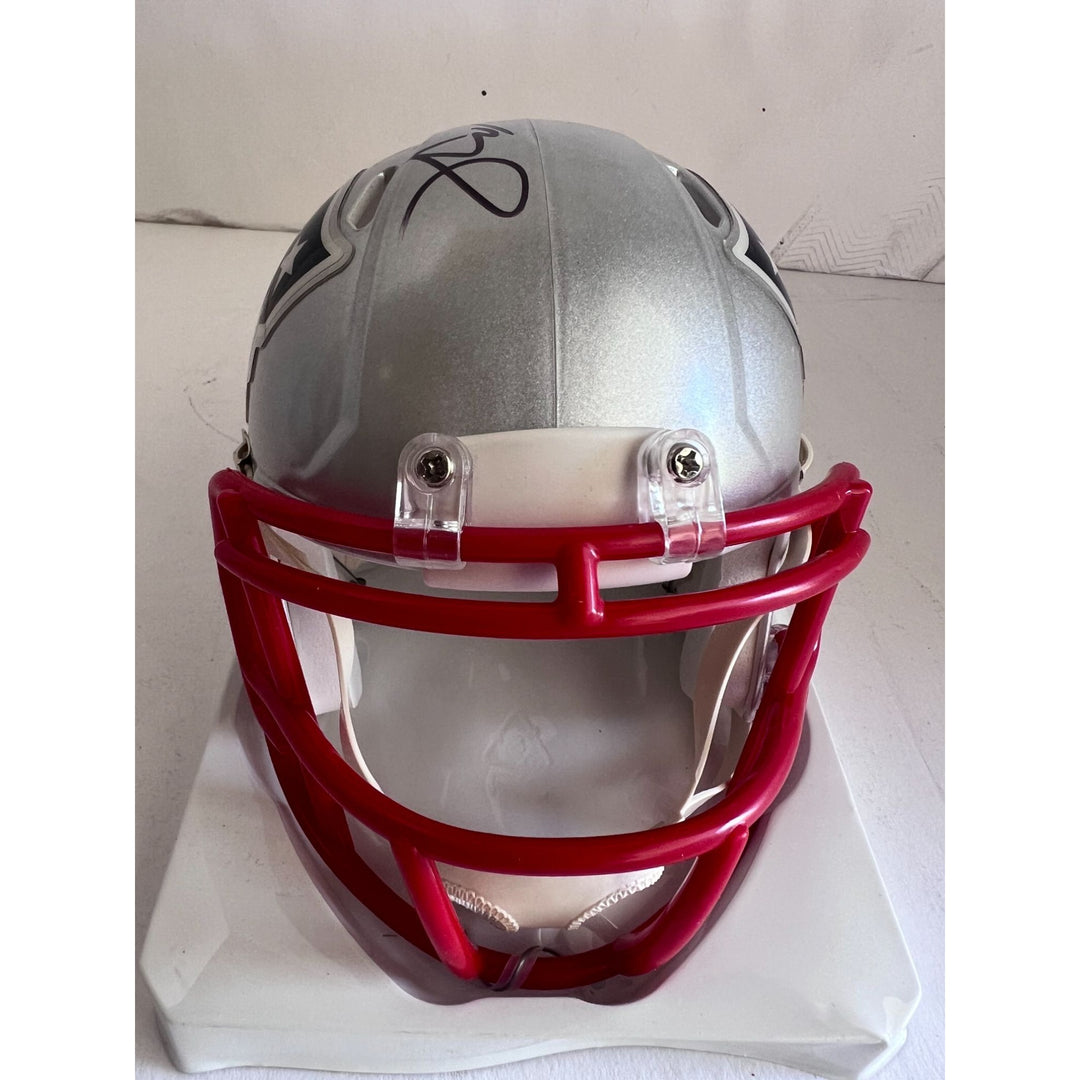 Tom Brady Rob Gronkowski New England Patriots mini helmet signed with proof