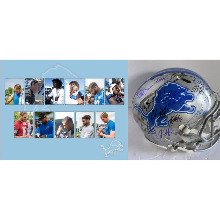 Detroit Lions Jared Goff Dan Campbell Penei Sewell Amon-Ra St Brown Aidan Hutchinson Detroit Lions Riddell Speed Authentic helmet signed