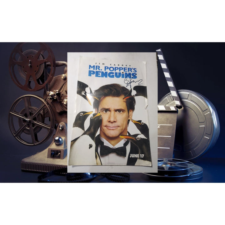 Jim Carrey "Mr. Popper's Penguins" mini movie poster signed Awesome Artifacts
