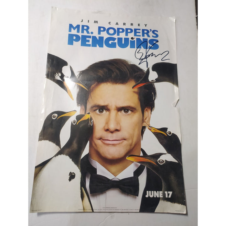 Jim Carrey "Mr. Popper's Penguins" mini movie poster signed Awesome Artifacts