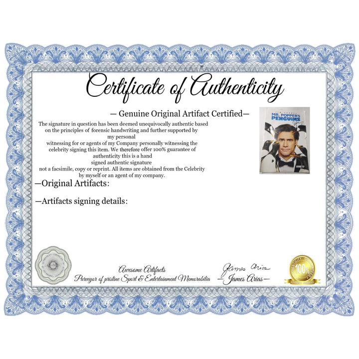 Jim Carrey "Mr. Popper's Penguins" mini movie poster signed Awesome Artifacts