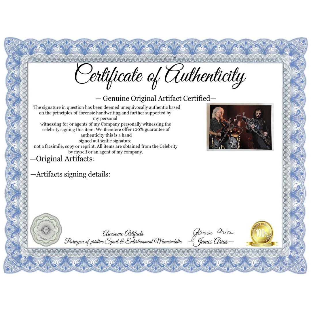 Brian May and Tony Iommi 5x7 photo signed with proof
