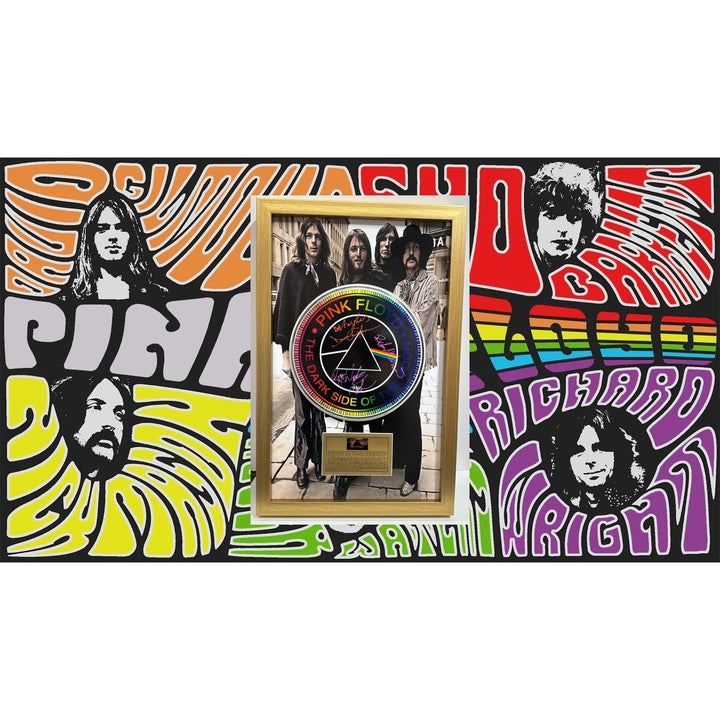 Pink Floyd 14' drum signed David Gilmour, Roger Waters, Richard Wright, Nick Mason with a museum quality frame 21.25x 32.5