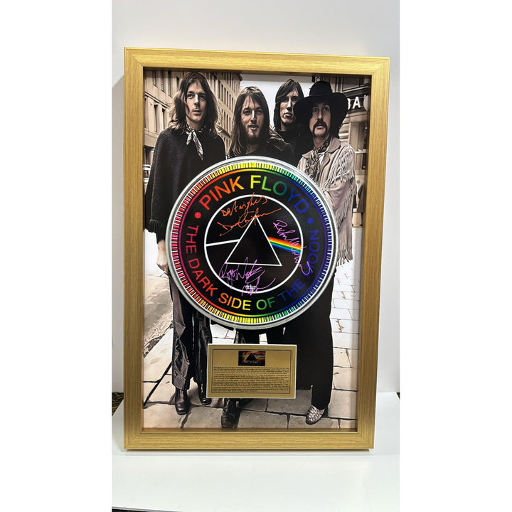Pink Floyd 14' drum signed David Gilmour, Roger Waters, Richard Wright, Nick Mason with a museum quality frame 21.25x 32.5