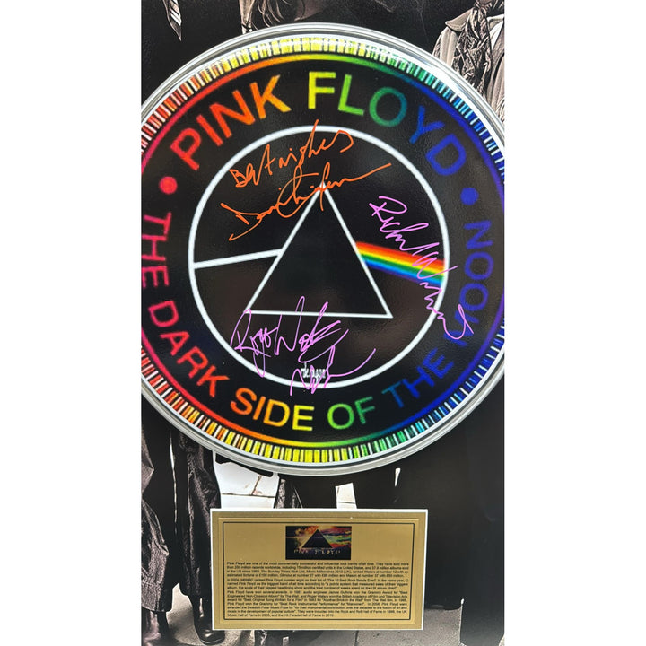 Pink Floyd 14' drum signed David Gilmour, Roger Waters, Richard Wright, Nick Mason with a museum quality frame 21.25x 32.5