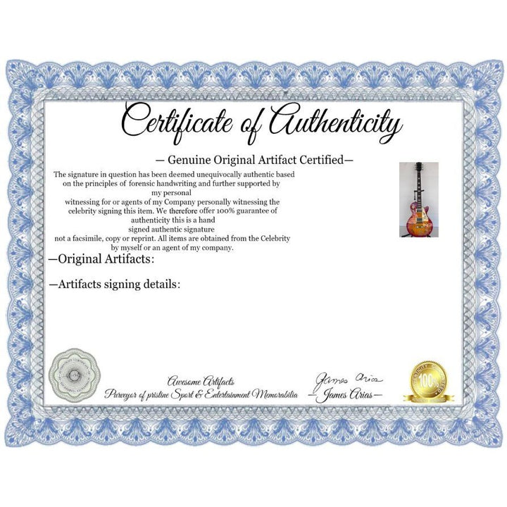 Reo Speedwagon Kevin Cronin, Dave Amato, Bruce Hall, Brian Hitt and Derek Hilland full size les paul electric guitar signed with proof.