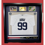 Load image into Gallery viewer, Aaron judge New York Yankees game model bat and jersey signed with proof in &#39;40x43&#39; museum quality frame
