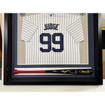 Load image into Gallery viewer, Aaron judge New York Yankees game model bat and jersey signed with proof in &#39;40x43&#39; museum quality frame
