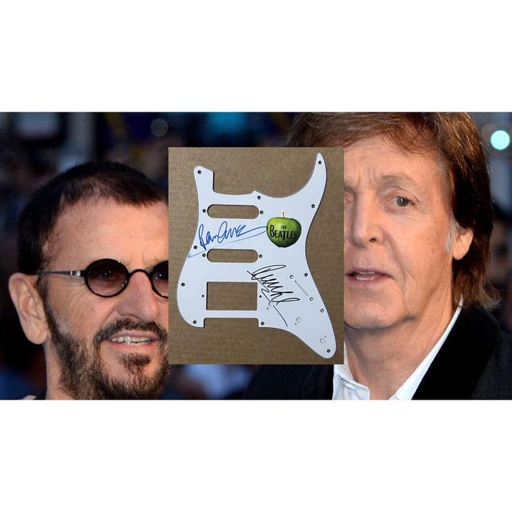 Beatles Paul ,McCartney and Ringo Starr electric guitar pickguard signed with proof