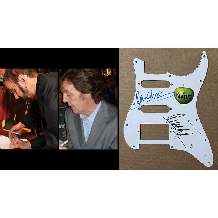 Beatles Paul ,McCartney and Ringo Starr electric guitar pickguard signed with proof