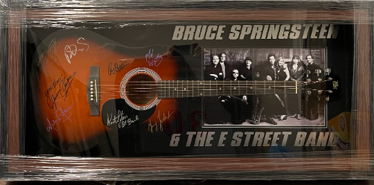 Bruce Springsteen Clarence Clemons and The E Street Band 39'' acoustic guitar with museum quality frame signed with proof