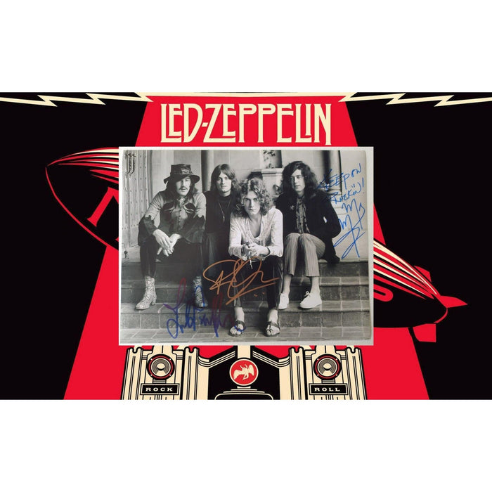 Jimmy Page John Paul Jones Robert Plant Led Zeppelin 11x14 vintage photo signed with proof