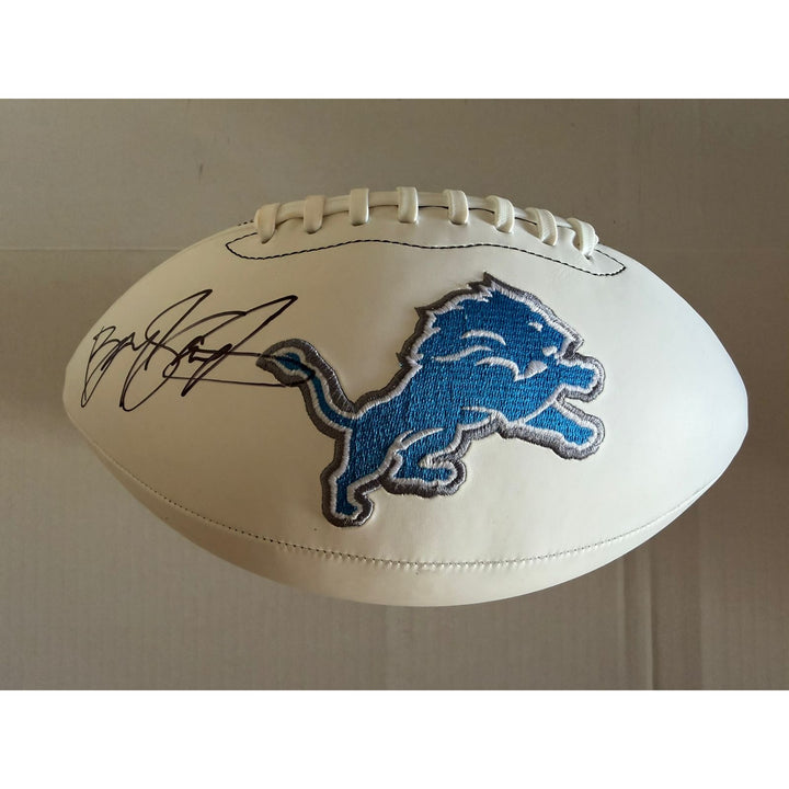Detroit Lions Barry Sanders full size logo football signed with proof