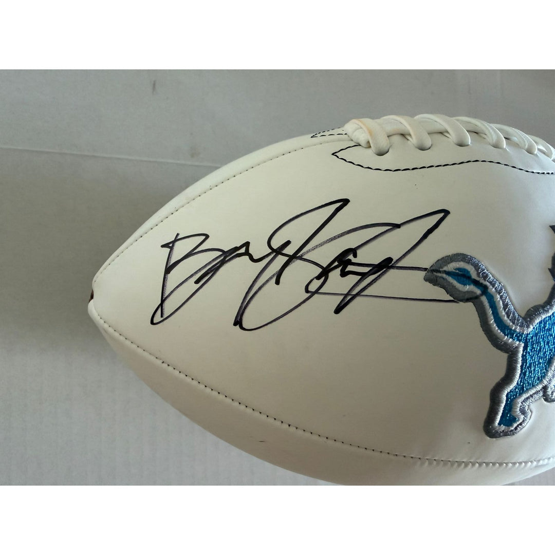 Detroit Lions Barry Sanders full size logo football signed with proof