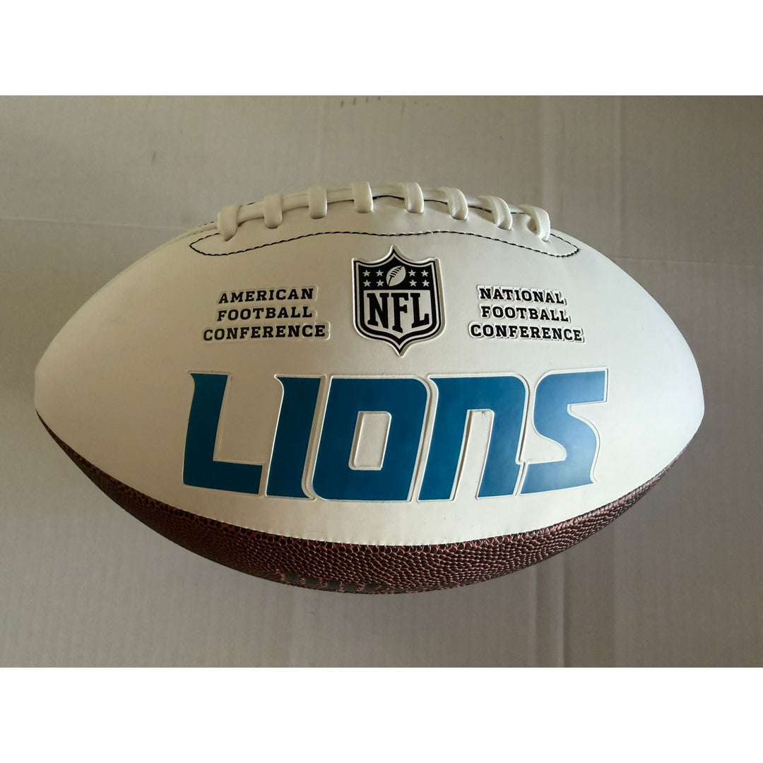 Detroit Lions Barry Sanders full size logo football signed with proof
