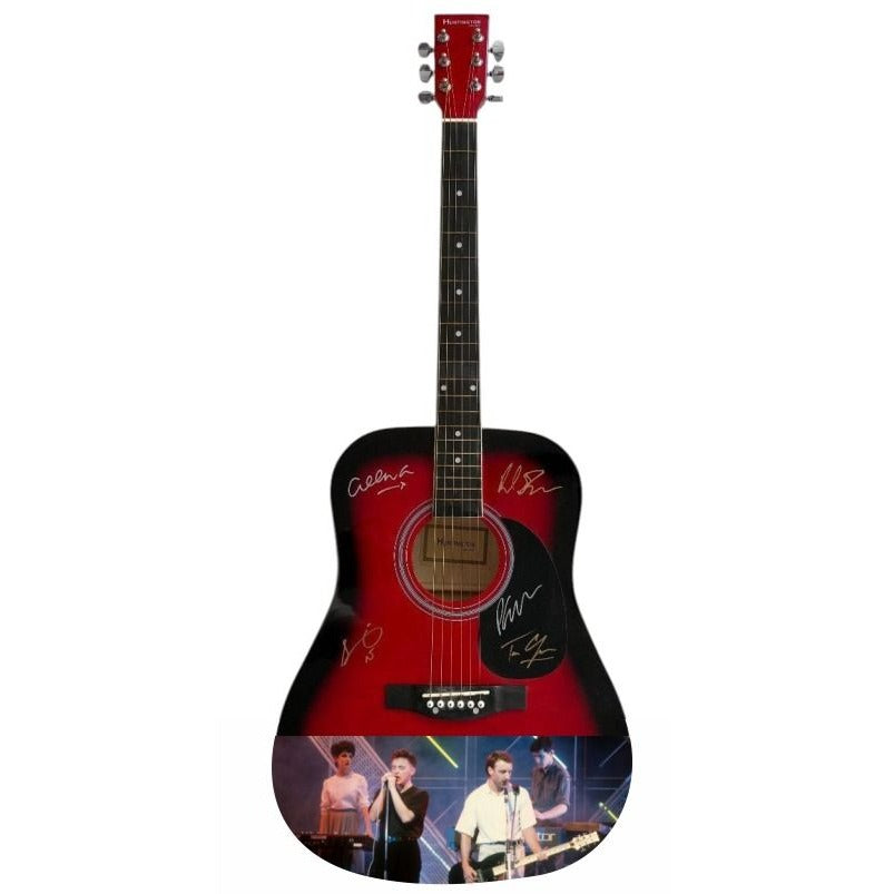 New Order One of a Kind full size acoustic guitar signed with proof.
