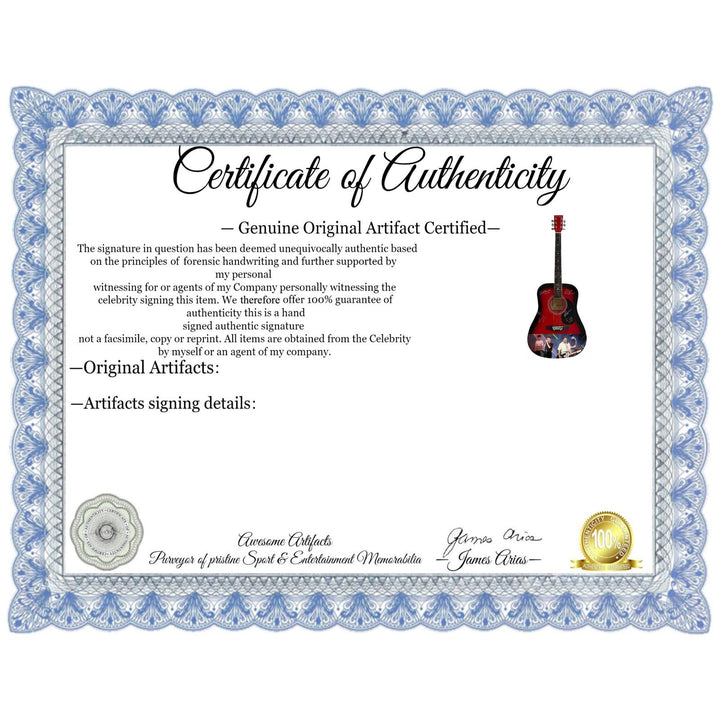 New Order One of a Kind full size acoustic guitar signed with proof.
