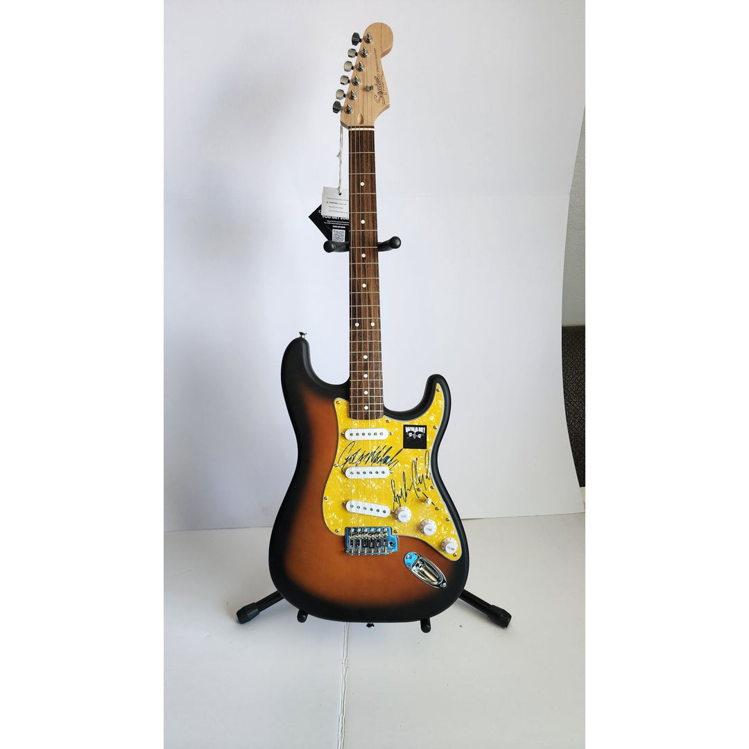 Wham Andrew Ridgeley & George Michael genuine Fender Stratocaster electric guitar signed with proof