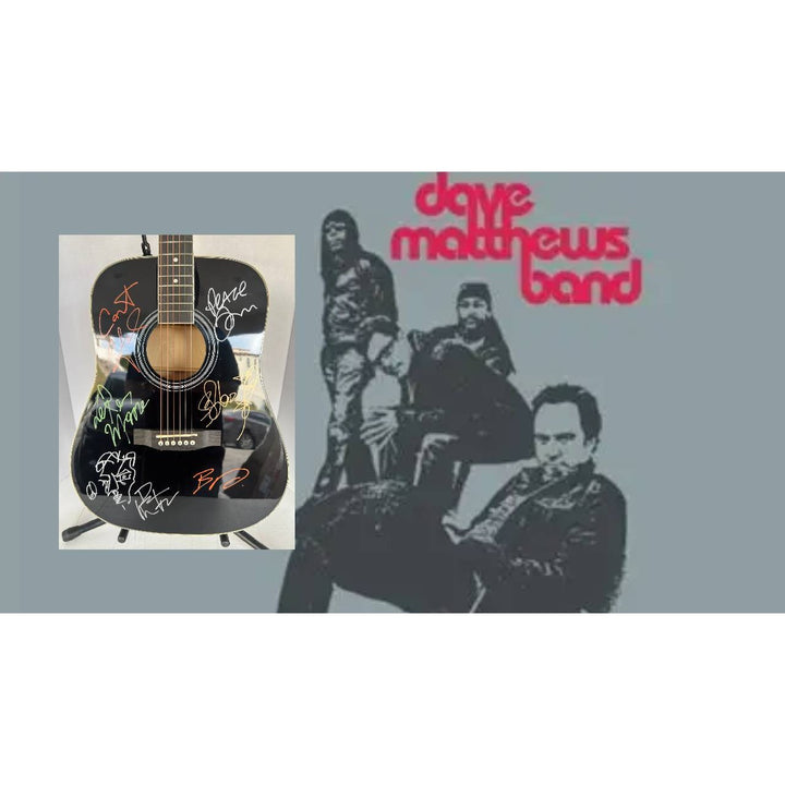 DMB Dave Mathews Stefan Lessard, LeRoi Moore, Boyd Tinsley, Carter Beauford full size acoustic guitar signed with proof.