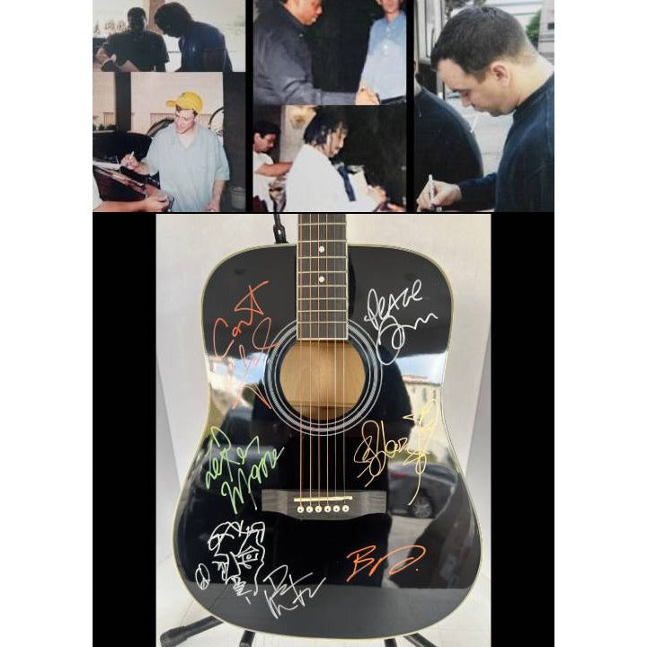 DMB Dave Mathews Stefan Lessard, LeRoi Moore, Boyd Tinsley, Carter Beauford full size acoustic guitar signed with proof.