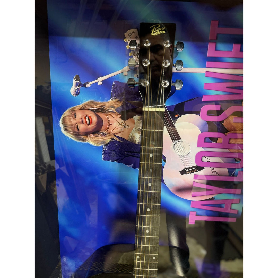 Taylor Swift full size acoustic guitar 47x22 with hand crafted museum quality custom shadow box signed with proof  - Awesome Artifacts