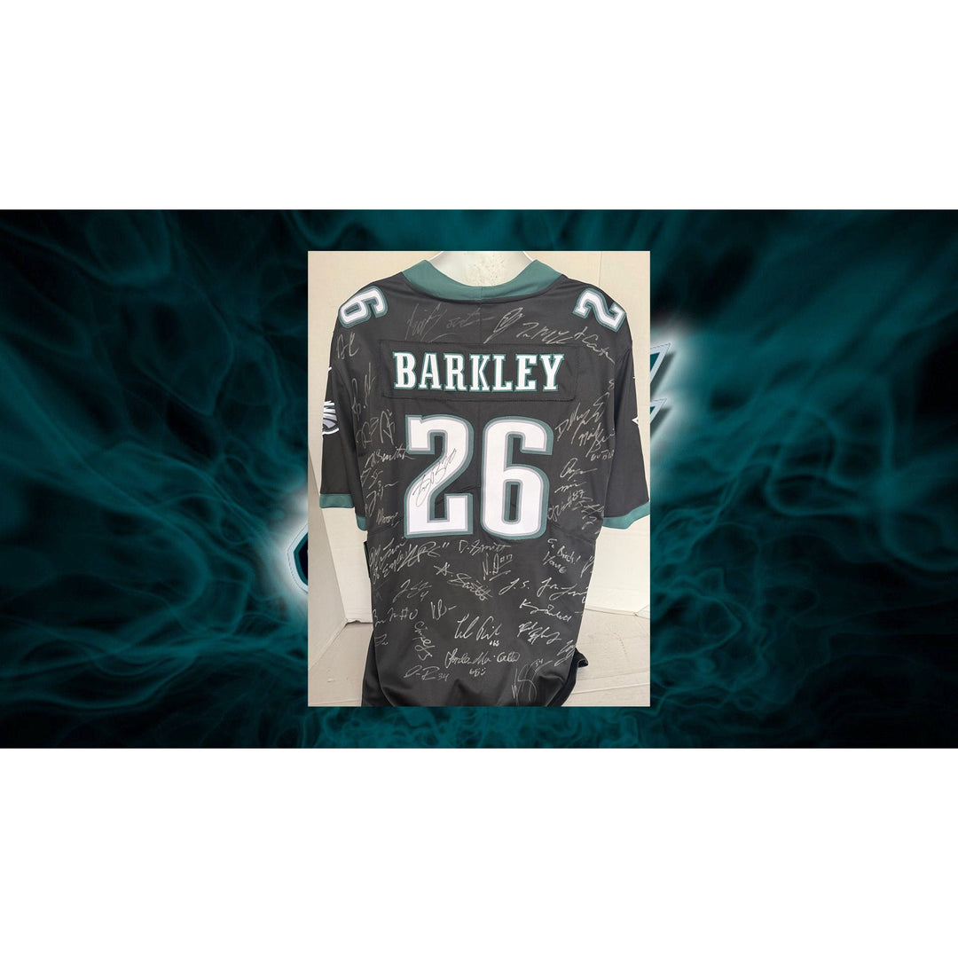 Saquon Barkley Philadelphia Eagles Superbowl XIL game model jersey team signed (45 plus signed) with proof.