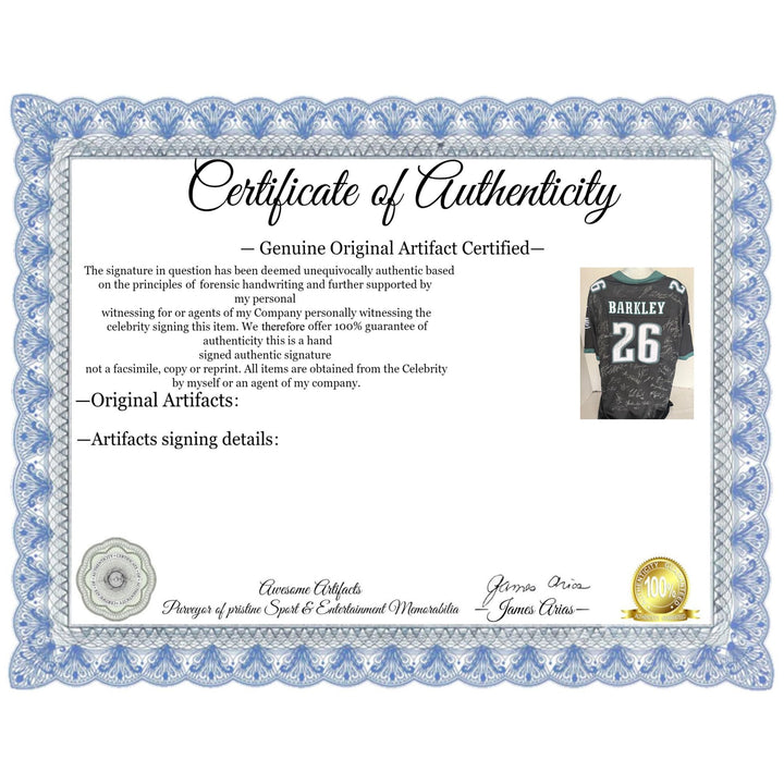 Saquon Barkley Philadelphia Eagles Superbowl XIL game model jersey team signed (45 plus signed) with proof.