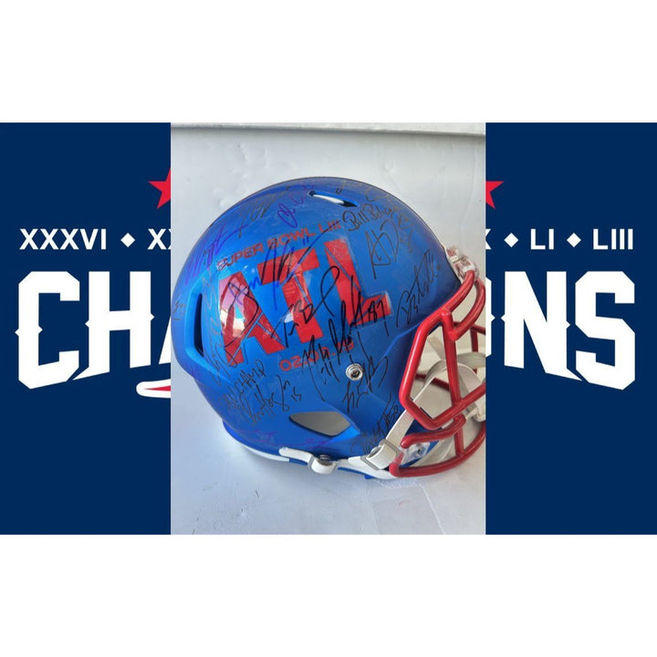 Super Bowl LIII Riddell full size helmet 2018-2019 New England Patriots team signed Tom Brady Julian Edelman, Robert Kraft, Bill Belichick