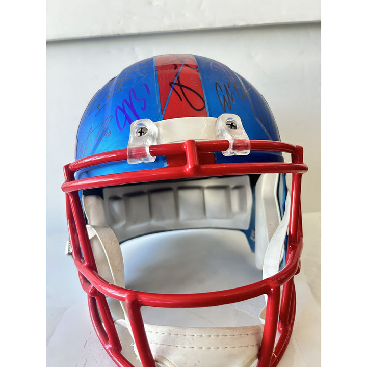 Super Bowl LIII Riddell full size helmet 2018-2019 New England Patriots team signed Tom Brady Julian Edelman, Robert Kraft, Bill Belichick