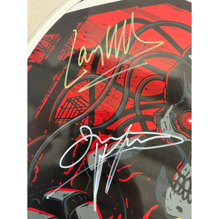 Metallica James Hetfield Lars Ulrich Robert Trujillo Dave Mustaine Jason Newsted drumhead signed with proof.