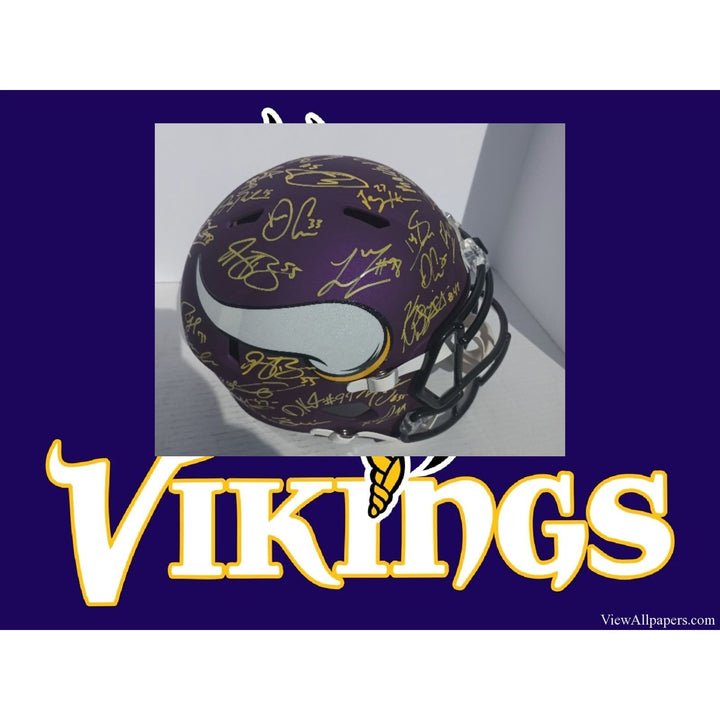 Minnesota Viking 2016 team signed helmet Kirk Cousins Stefon Diggs Dalvin Cook Adam Thielen  Riddell Deluxe full size team helmet with proof