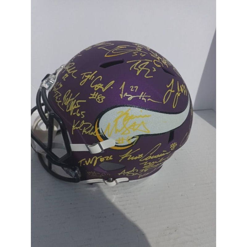 Minnesota Viking 2016 team signed helmet Kirk Cousins Stefon Diggs Dalvin Cook Adam Thielen  Riddell Deluxe full size team helmet with proof