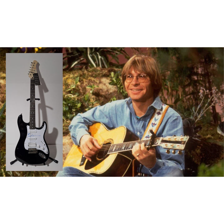 Denver, John authentic Fender Stratocaster Squier electric guitar signed with proof